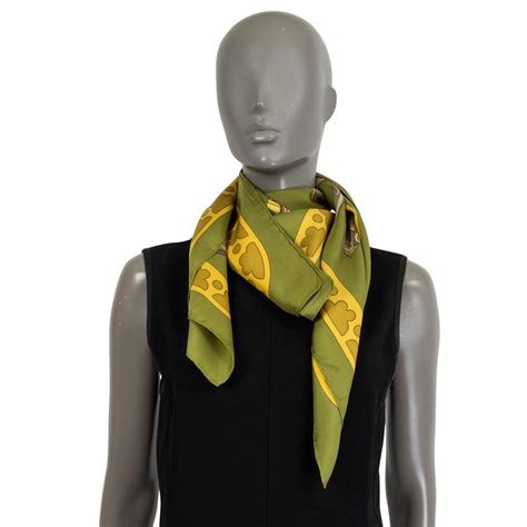 diane hermes scarf green|HERMES green silk DIANE 90 TWILL Scarf .